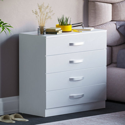 Lassic Vida Designs Hulio White High Gloss 4 Drawer Chest (H)720mm (W)750mm (D)360mm - image 1