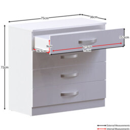Lassic Vida Designs Hulio White High Gloss 4 Drawer Chest (H)720mm (W)750mm (D)360mm - thumbnail 2