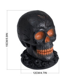 Living And Home Battery Operated Lava Skull Flame Light Resin Black Skull Lamp For Halloween Party Decor - thumbnail 9