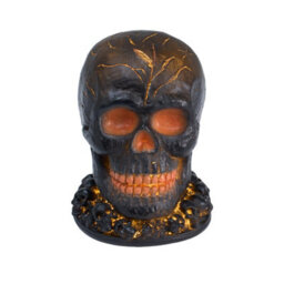 Living And Home Battery Operated Lava Skull Flame Light Resin Black Skull Lamp For Halloween Party Decor - thumbnail 4