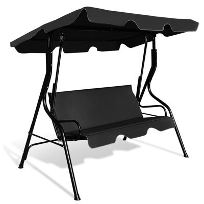 Costway Garden Patio Metal Swing Chair 3 Seater Hammock Bench Swinging Cushioned Seat - image 1