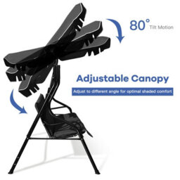 Costway Garden Patio Metal Swing Chair 3 Seater Hammock Bench Swinging Cushioned Seat - thumbnail 8
