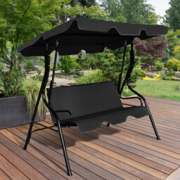 Costway Garden Patio Metal Swing Chair 3 Seater Hammock Bench Swinging Cushioned Seat - thumbnail 3