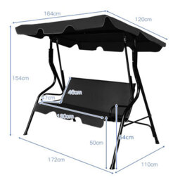 Costway Garden Patio Metal Swing Chair 3 Seater Hammock Bench Swinging Cushioned Seat - thumbnail 2
