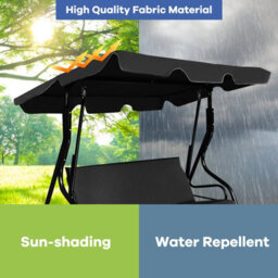 Costway Garden Patio Metal Swing Chair 3 Seater Hammock Bench Swinging Cushioned Seat - thumbnail 6