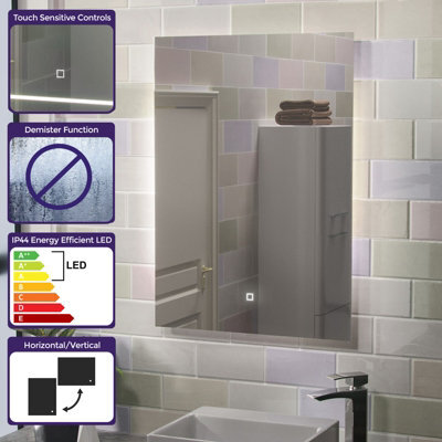 Nes Home Riley 500 x 700mm Large Illuminated Backlit Bathroom Mirror with Lights Touch Switch - image 1