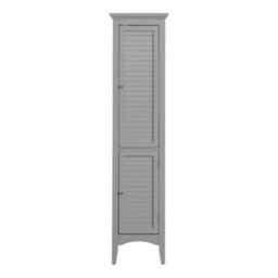 Teamson Home Tall Column Wooden Bathroom Cabinet With 2 Doors, Bathroom Storage, Grey - thumbnail 2