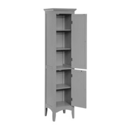 Teamson Home Tall Column Wooden Bathroom Cabinet With 2 Doors, Bathroom Storage, Grey - thumbnail 6