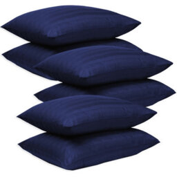 Bedlooms Navy Satin Stripe Pillowcase 3 Pair - Soft Touch Striped Pillow Covers Skin Friendly Pillowcase Bedding Set 50X75 Cm - thumbnail 1