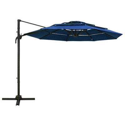 Berkfield Harmful 4-Tier Parasol With Aluminium Pole Azure Blue 3X3 M - image 1