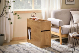 Sobuy Fbt158-N, Sofa Side Table Living Room End Table Side Cabinet With Removable Tray, Wood Veneer,w25Xd70Xh55 - thumbnail 2