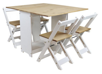 Mercers Furniture Corona White Wax Butterfly Dining Set Table And 4 Chairs Drop Leaf Folding Solid Wood Pine Wooden Mexican - image 1