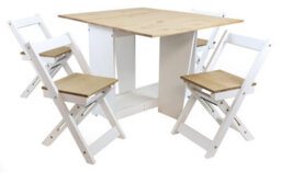 Mercers Furniture Corona White Wax Butterfly Dining Set Table And 4 Chairs Drop Leaf Folding Solid Wood Pine Wooden Mexican - thumbnail 2