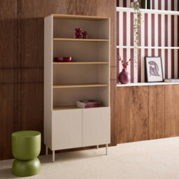 Sweeek - Shelving Unit Bookcase Metal And Wood Decor 6 Levels Beige And Natural  - Ashton - thumbnail 6
