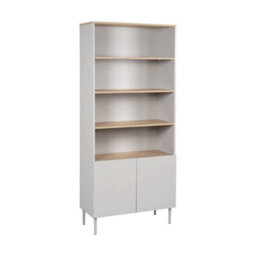 Sweeek - Shelving Unit Bookcase Metal And Wood Decor 6 Levels Beige And Natural  - Ashton - thumbnail 2