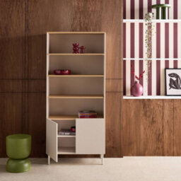 Sweeek - Shelving Unit Bookcase Metal And Wood Decor 6 Levels Beige And Natural  - Ashton - thumbnail 4