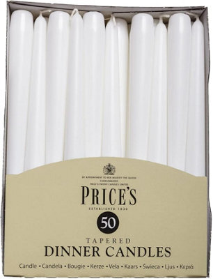 Price's Tapered Dinner Candle White Unwrapped Pack Of 50