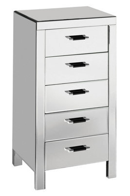 Orsina 5 Drawers Mirrored Chest, Modern Chest Of Drawers, Spacious Storage Chest For Living Room, Drawer Chest - image 1
