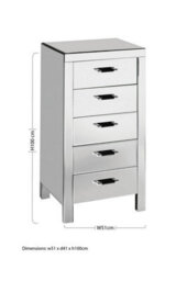 Orsina 5 Drawers Mirrored Chest, Modern Chest Of Drawers, Spacious Storage Chest For Living Room, Drawer Chest - thumbnail 4
