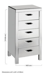 Orsina 5 Drawers Mirrored Chest, Modern Chest Of Drawers, Spacious Storage Chest For Living Room, Drawer Chest - thumbnail 2