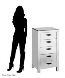 Orsina 5 Drawers Mirrored Chest, Modern Chest Of Drawers, Spacious Storage Chest For Living Room, Drawer Chest - thumbnail 3
