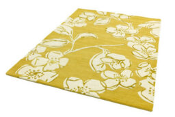 Yellow Easy To Clean Floral Handmade Modern Wool Rug For Living Room, Bedroom - 80Cm X 150Cm - thumbnail 4
