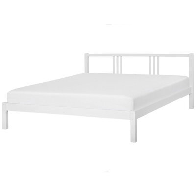 Beliani Bed Pine Wood Vannes 180 X 200 Cm (Eu Super King) White - image 1