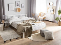 Beliani Bed Pine Wood Vannes 180 X 200 Cm (Eu Super King) White - thumbnail 2