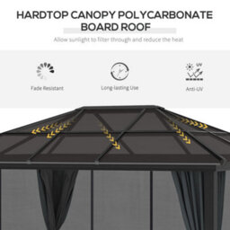 Outsunny 3 X 3.6M Aluminium Hardtop Gazebo Canopy W/ Polycarbonate Top - thumbnail 4