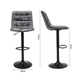 Living And Home Bar Stool Set Of 2 Grey Pu Leather Upholstered Gas Lift Swivel Bar Stools - thumbnail 2