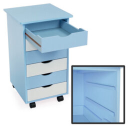 Tectake Chest Of Drawers, 6 Drawer Wooden Filing Cabinet With 4 Swivel Wheels - 1 - Blue - thumbnail 3