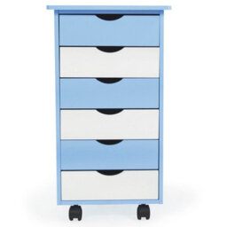 Tectake Chest Of Drawers, 6 Drawer Wooden Filing Cabinet With 4 Swivel Wheels - 1 - Blue - thumbnail 5