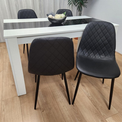 Kosy Koala Dining Table And 4 Chairs Set White Black Table With 4 Black Chairs Dining Room Furniture - image 1