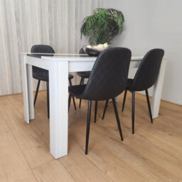 Kosy Koala Dining Table And 4 Chairs Set White Black Table With 4 Black Chairs Dining Room Furniture - thumbnail 5