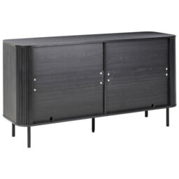Wyld And Coco Novalux Sideboard Black Mdf With Iron Legs, Retro 6-Drawer Wide Storage (W153 X D47 X H81Cm) - thumbnail 6