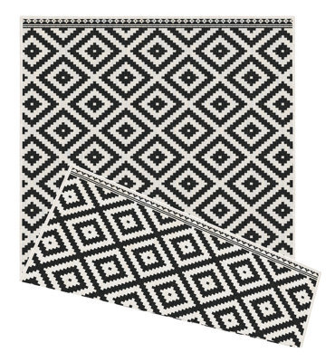 The Rugs Duo Weave Collection Outdoor Rugs In Geometric Diamond Design In Black - image 1