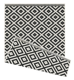 The Rugs Duo Weave Collection Outdoor Rugs In Geometric Diamond Design In Black