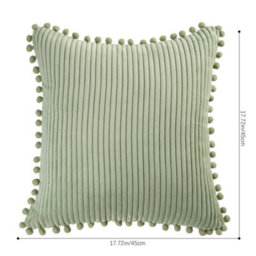 Thehotsale Warm Suede Cushion Cover Pillow Case With Pom-Pom Trim Without Pillow Insert 45Cm W X 45Cm D Green - thumbnail 9
