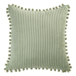 Thehotsale Warm Suede Cushion Cover Pillow Case With Pom-Pom Trim Without Pillow Insert 45Cm W X 45Cm D Green - thumbnail 1