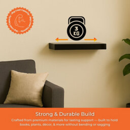 Innoteck Black High Gloss Floating Shelf Rectangular 30Cm Modern Wall Mounted Shelf - thumbnail 3
