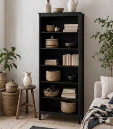 Wyld Haus Wildberry Matt Black 5-Shelf Wooden Bookcase 1990mm - thumbnail 1