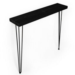 Toolty Rustic Handmade Console Table, Wall Mounted, 70Cm X 14.5Cm , Black Ash, 86.5Cm Legs, Handcrafted Vintage Style - thumbnail 4