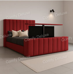 Comfy Deluxe 6Ft Superking  Maroon Plush Tv Bed Frame Only