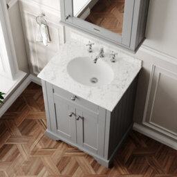 Hudson Reed Floor Standing Two Door Traditional Vanity Unit With 3 Tap Hole Grey Marble Top & Basin In Storm Grey, 620 X 470mm - thumbnail 3