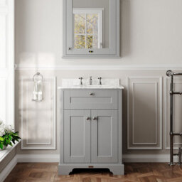 Hudson Reed Floor Standing Two Door Traditional Vanity Unit With 3 Tap Hole Grey Marble Top & Basin In Storm Grey, 620 X 470mm - thumbnail 2