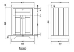 Hudson Reed Floor Standing Two Door Traditional Vanity Unit With 3 Tap Hole Grey Marble Top & Basin In Storm Grey, 620 X 470mm - thumbnail 6