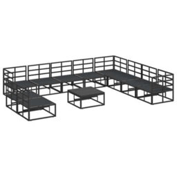 Berkfield Modern Garden Sofa Set With Cushion 11 Pcs Black Aluminium - thumbnail 9