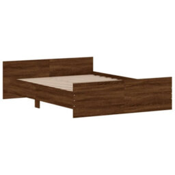 Berkfield Bed Frame With Headboard And Footboard Brown Oak 140X190 Cm - thumbnail 3