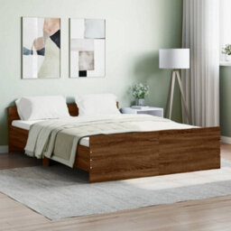 Berkfield Bed Frame With Headboard And Footboard Brown Oak 140X190 Cm