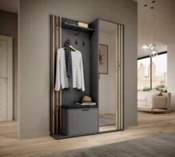 Arte Sophisticated Nelly Hallway Set H1920mm W1310mm D400mm In Graphite & Oak Artisan - Modern Entryway Sanctuary - thumbnail 2